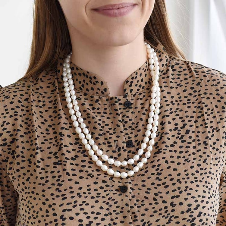 Dlhý perlový náhrdelník zo striebra 87927