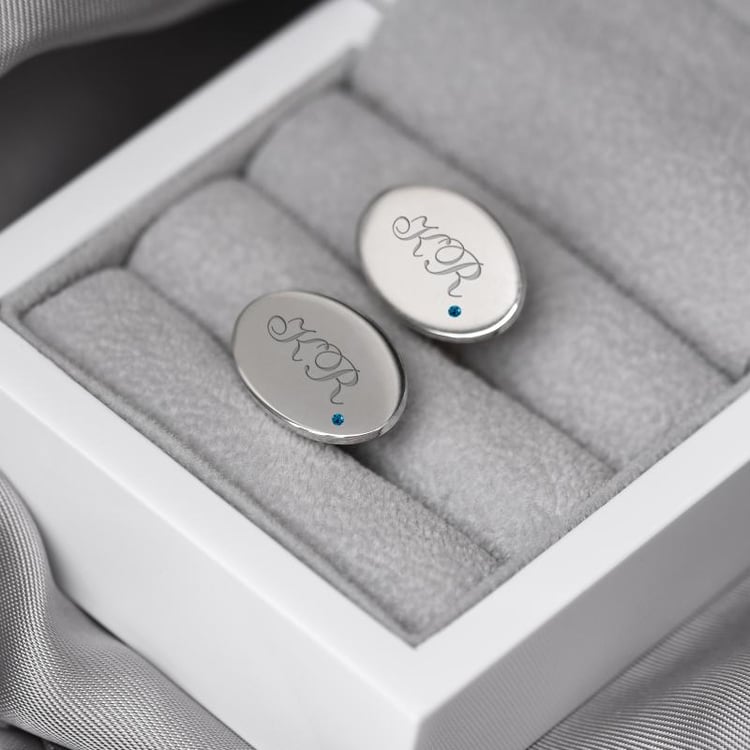 Strieborné manžetové gombíky s diamantmi 46948