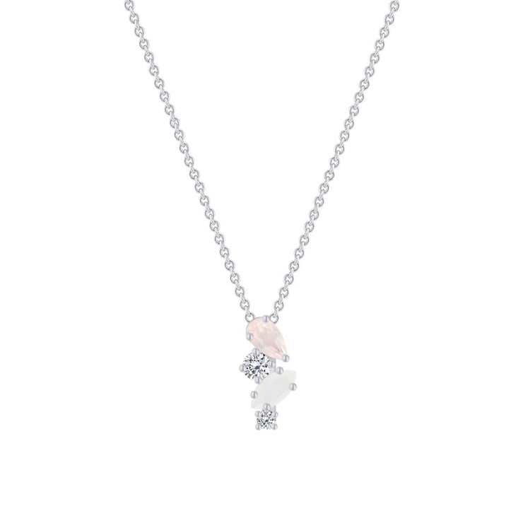 Strieborný prívesok s mesačným kameňom, ruženínom a topásmi 71820