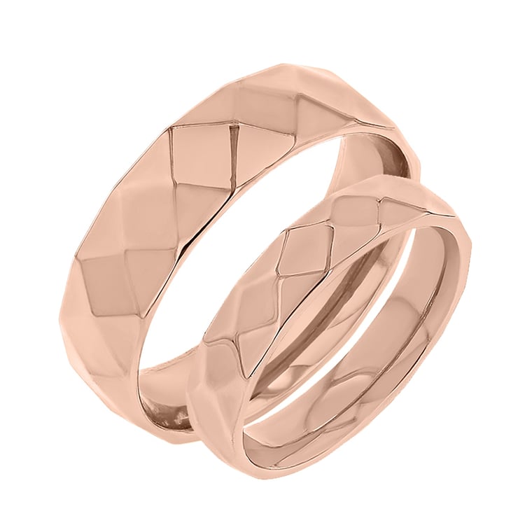 Zlaté svadobné obrúčky so vzorom Kybe 142053