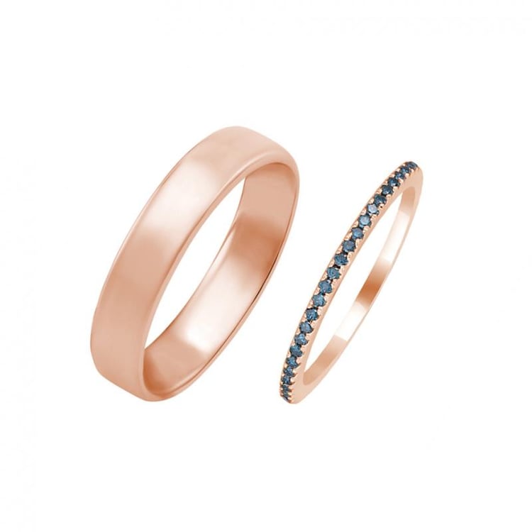Svadobné prstene zo zlata s modrými diamantmi 30727