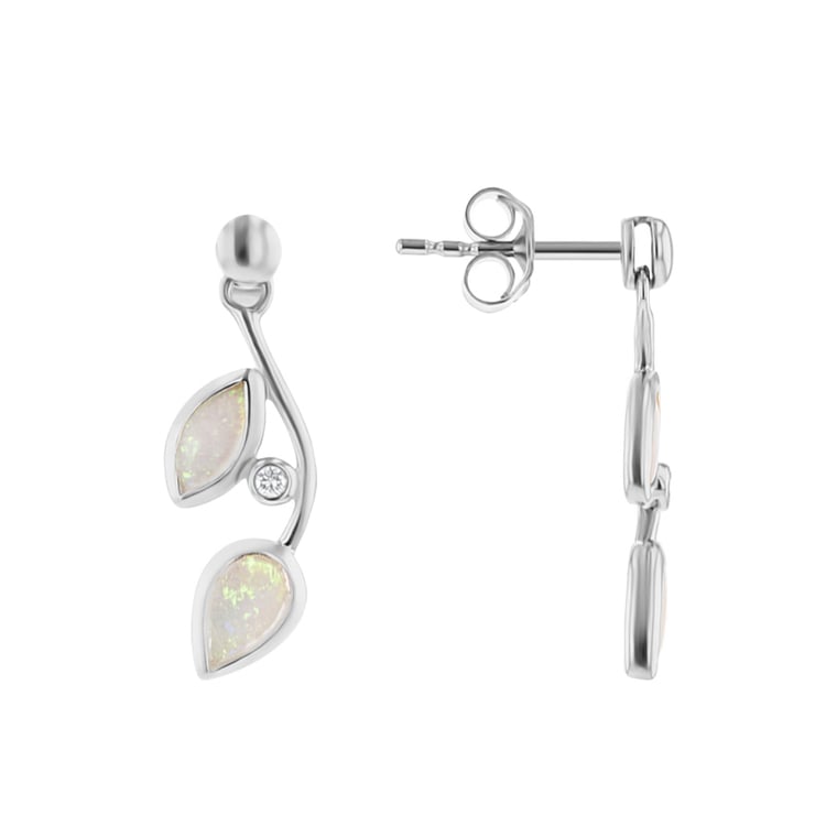 Opálové náušnice v tvare lístkov s diamantmi Leanne 111438