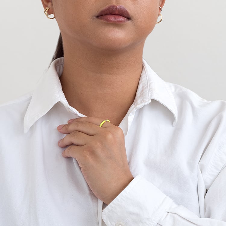 Žltý keramický prsteň s diamantmi Sancha 128490