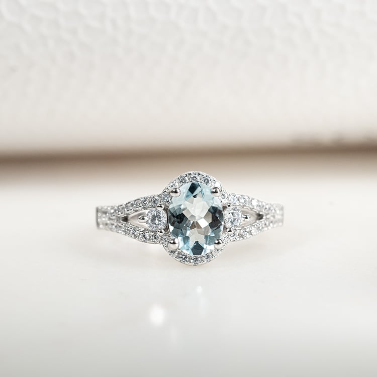 Strieborný prsteň s akvamarínom Umtas 133320