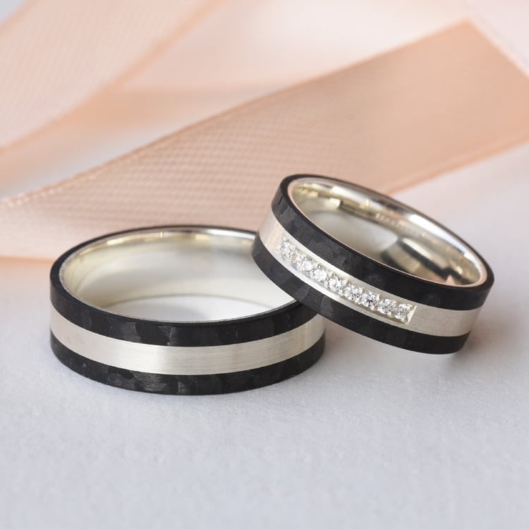Snubné prstene z karbonu a zlata 77419