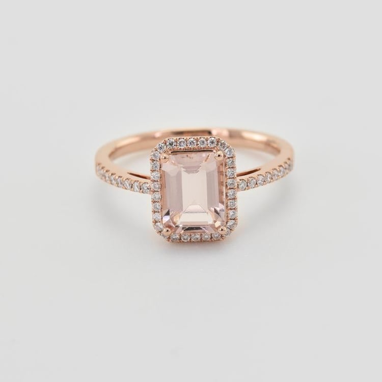 Prsteň s halo morganitom 30566