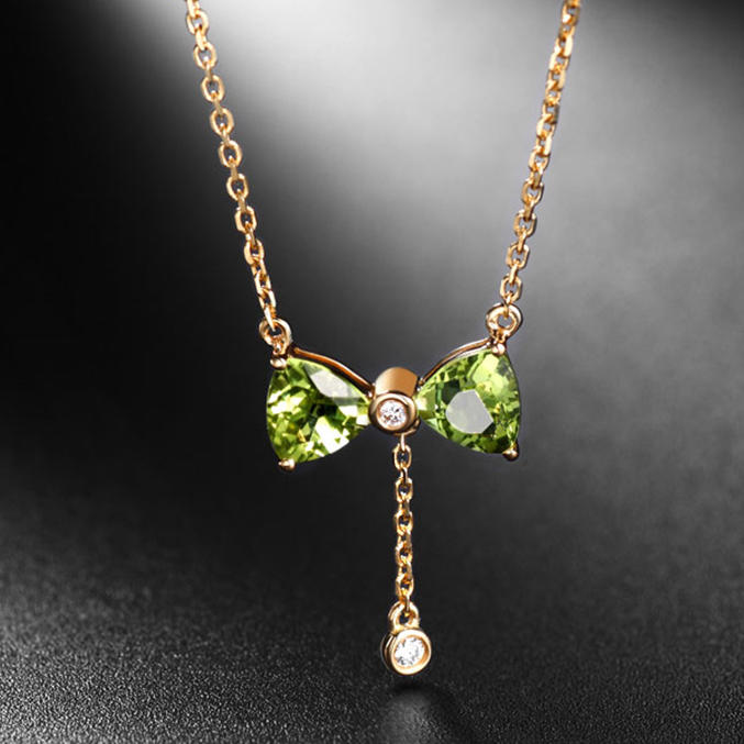 Zlatá olivínová mašlička 9814