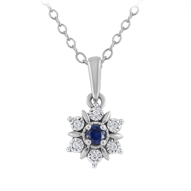 Elegantný prívesok v tvare kvetu so zafírom a prírodnými diamantmi Aarav 164994