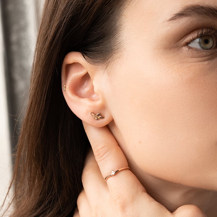 Zlatý set náušnic s opálom 128392