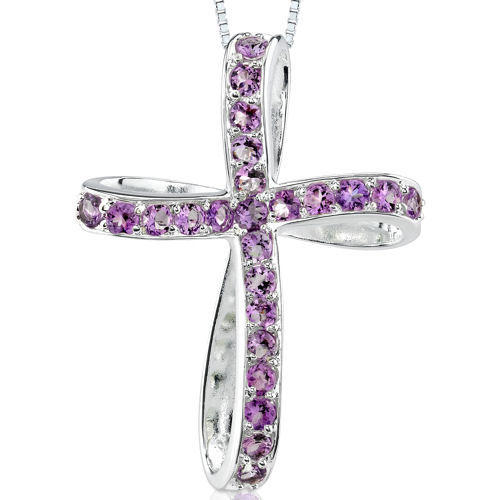 Ametystový náhdelník kríž zo striebra