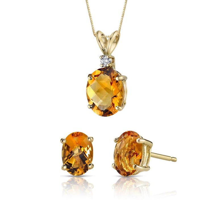 Kolekcia náušníc a náhrdelníka s oválnymi citrínmi Cleyne