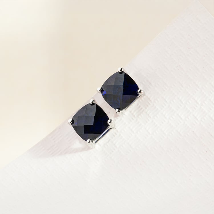 Zlaté náušnice s modrými zafírmi Chelsyna 147323