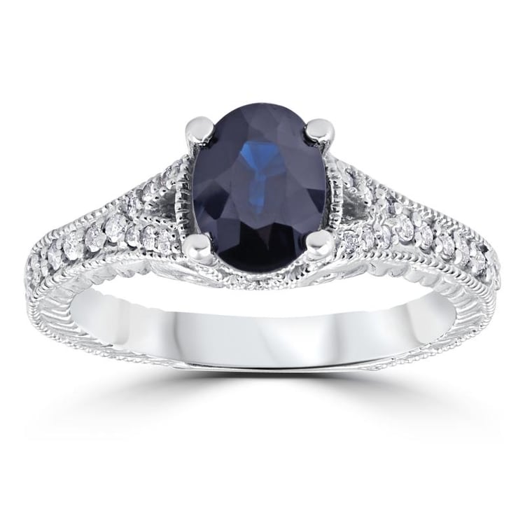 Zlatý prsteň so zafírom a diamantmi 27591