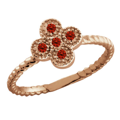 Prsteň z ružového zlata s červenými diamantmi