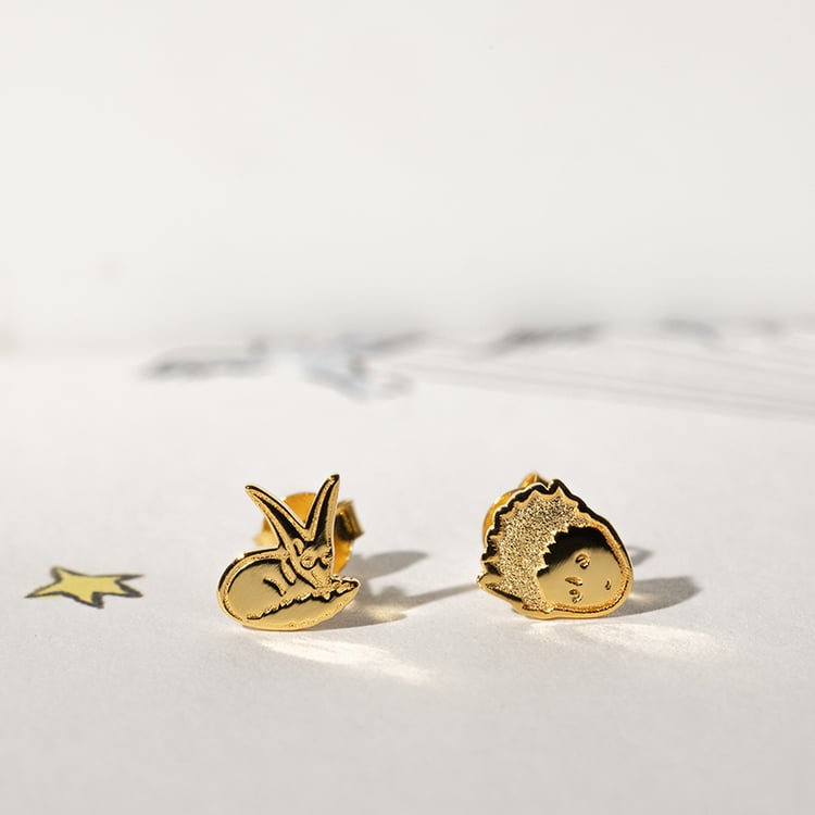 Strieborné náušnice Malý princ a líška 138047