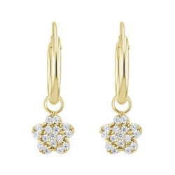 Zlaté detské náušnice v tvare kvetiny Dahlia