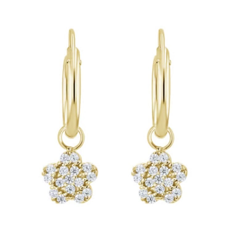 Zlaté detské náušnice v tvare kvetiny Dahlia