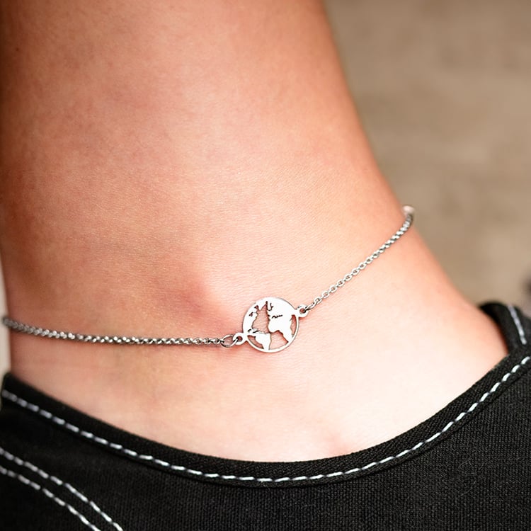 Zlatý náramok na nohu s mapou sveta Alissa 140792