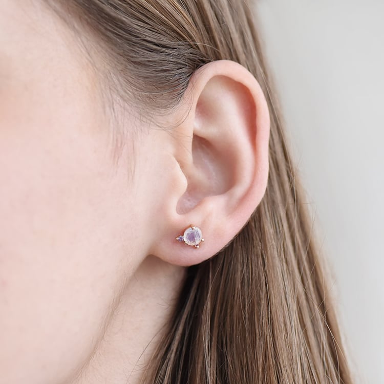 Zlaté náušnice s mesačným kameňom, ametystom a zafírom 89798