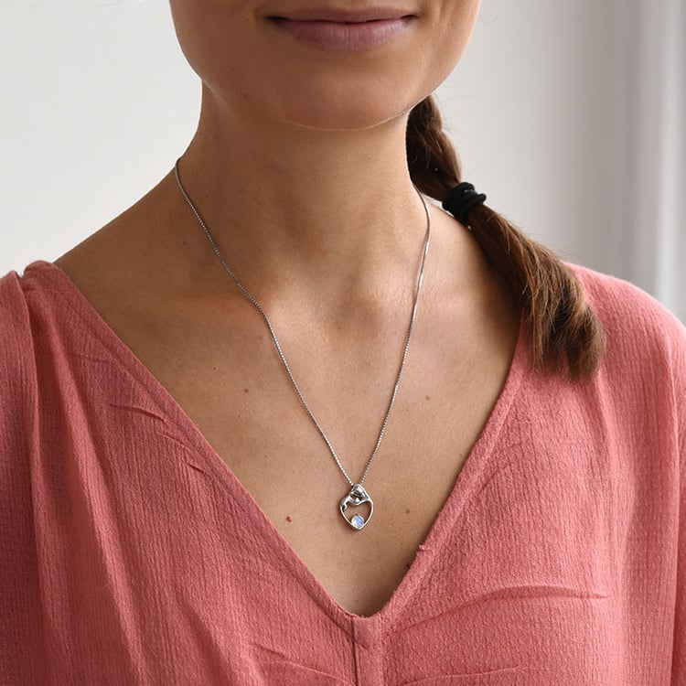 prívesok matka a dieťa s mesačným kameňom a diamantom 84444