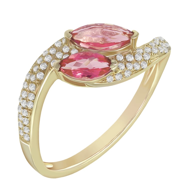 Zlatý prsteň s turmalínmi a diamantmi Sanna