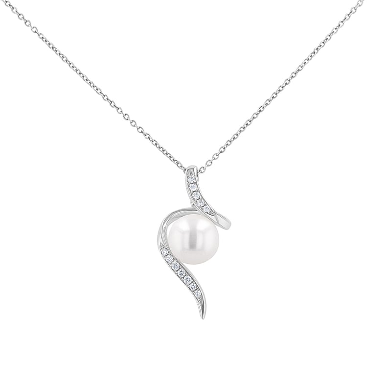 Strieborný prívesok s perlou a zirkónmi Bertha