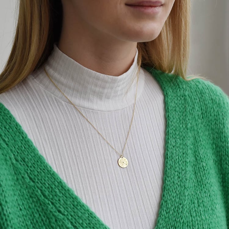 Strieborný disk s diamantom a mapou podľa vášho výberu 90473