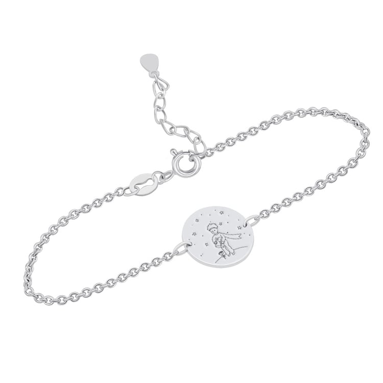 Strieborný náramok Malý princ s ružou a gravírom 118614