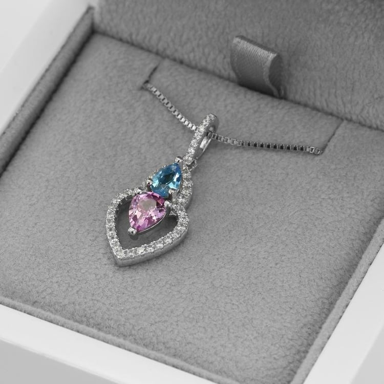 Prívesok zo striebra s ružovým zafírom, topásom a zirkónmi Eila 50651