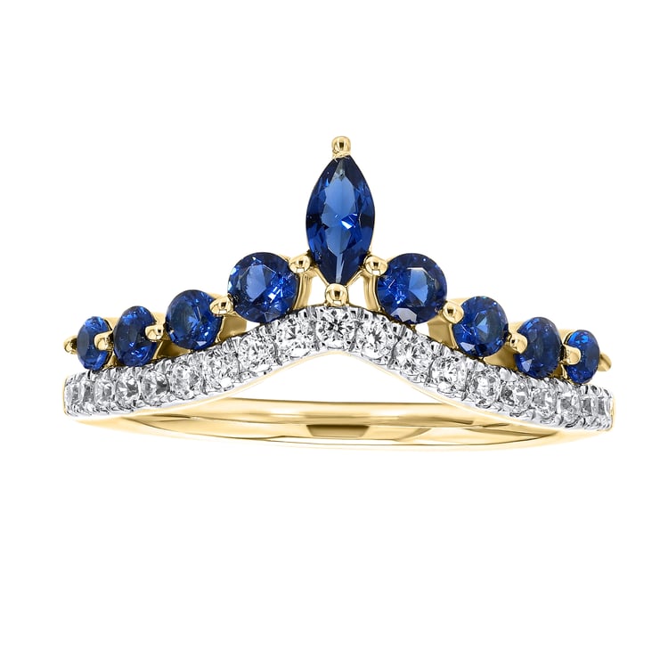 Luxusný zlatý prsteň so zafírmi a lab-grown diamantmi Richa