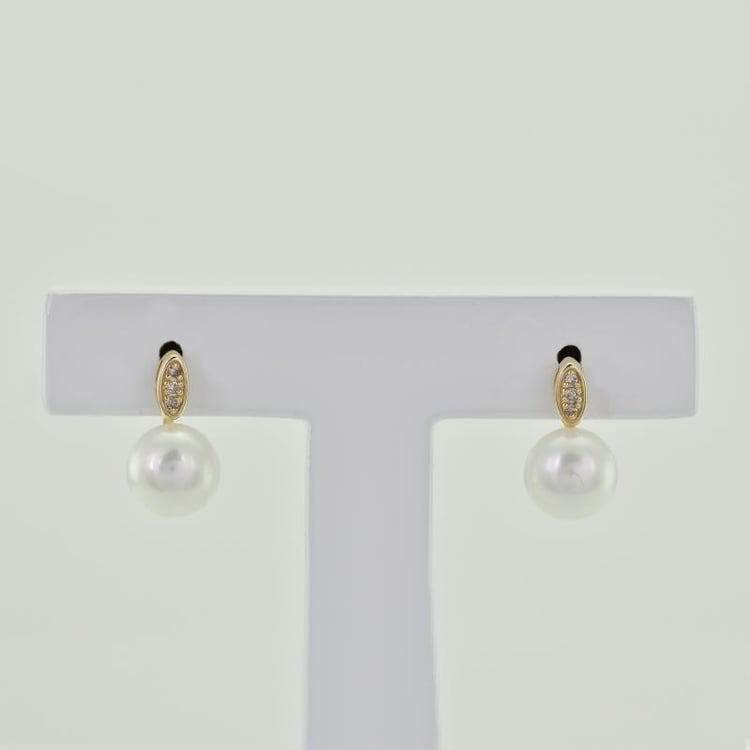 Diamantové náušnice s perlou 42680