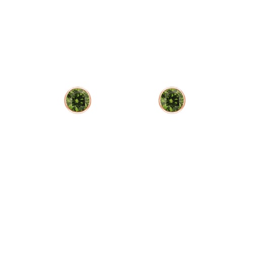 Strieborné minimalistické bezel náušnice so zelenými diamantmi Viosa