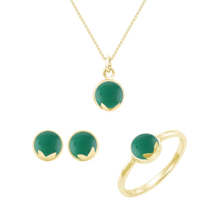 Zlatá kolekcia šperkov s cabochon ónyxmi Lorenza