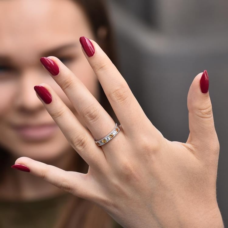 Citrínový eternity prsten zo striebra 31436