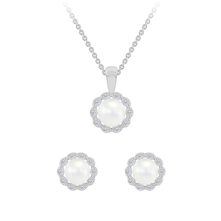 Zlatá perlová kolekcia náušnic a náhrdelníku 43084