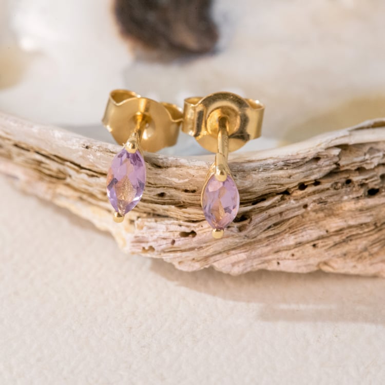 Minimalistické strieborné náušnice s ružovými ametystmi Sistine 101046