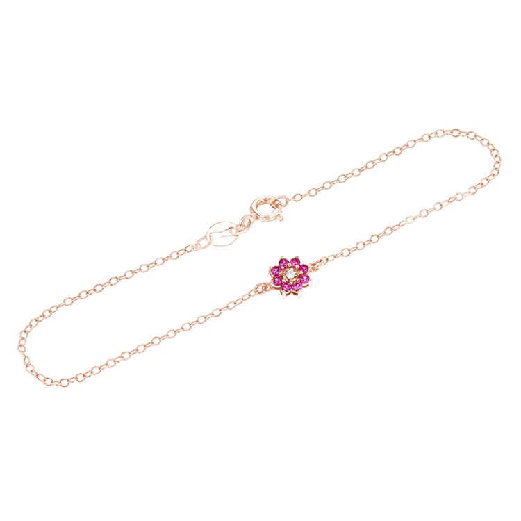 Jemný náramok s diamantom s rubíny z ružového zlata 79691