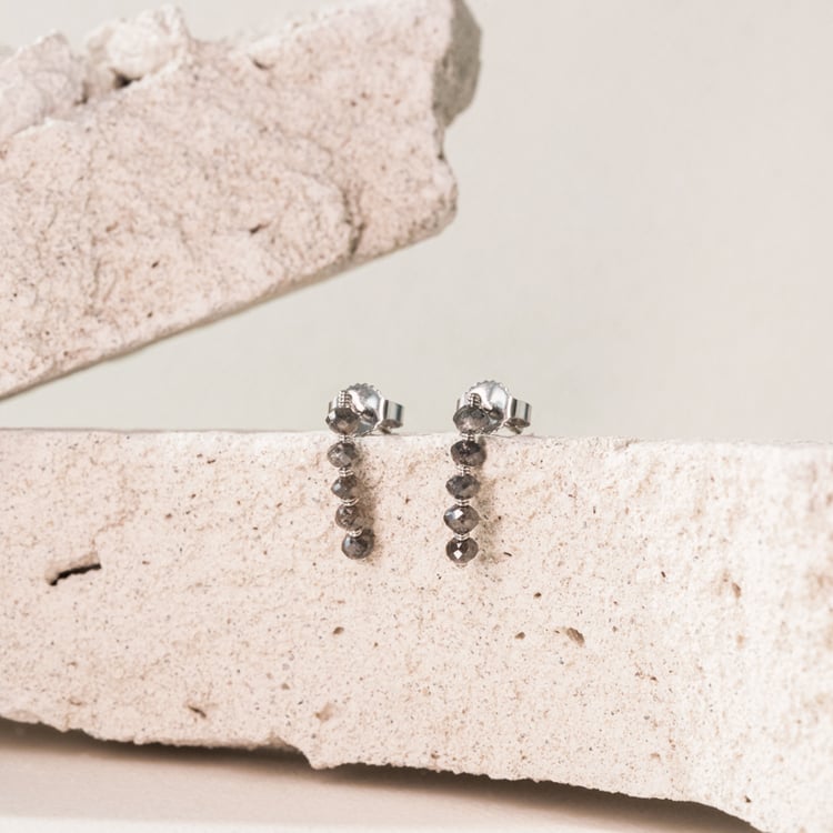 Visací náušnice so salt and pepper diamantmi Ariz 101062