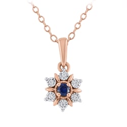 Elegantný prívesok v tvare kvetu so zafírom a prírodnými diamantmi Aarav