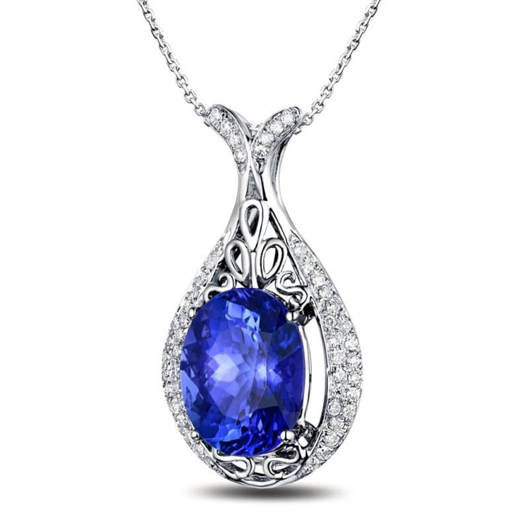 Zlatý náhrdelník s tanzanitom a diamantmi Davio 9879