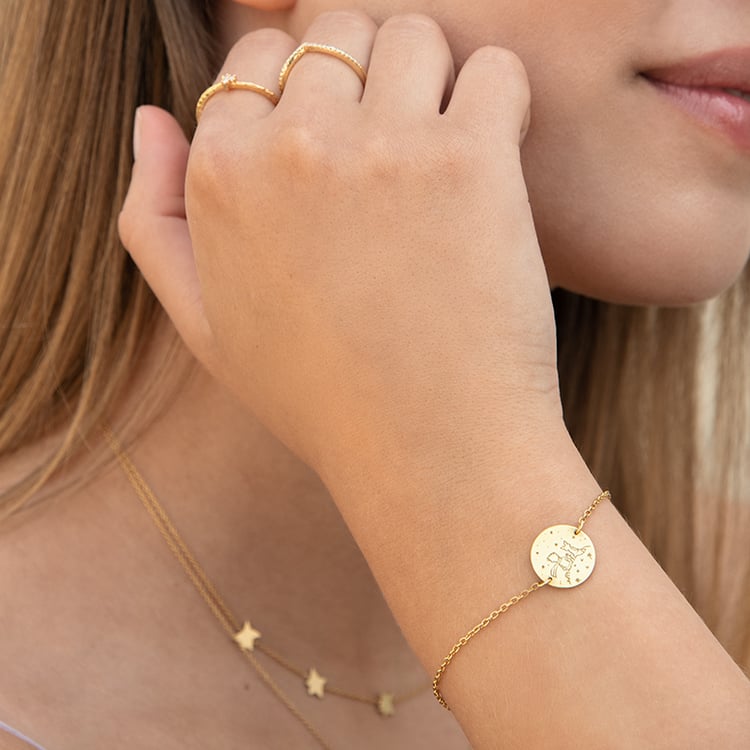 Náramok Malý princ s líškou a gravírom zo zlata 122445