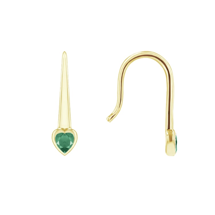 Visiace náušnice so smaragdovými srdiečkami Levy 144767