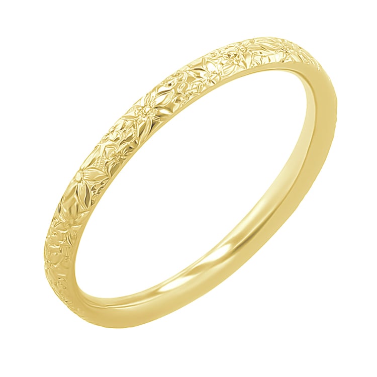 Svadobné obrúčky s ručnou rytinou kvetov Alanis 117257