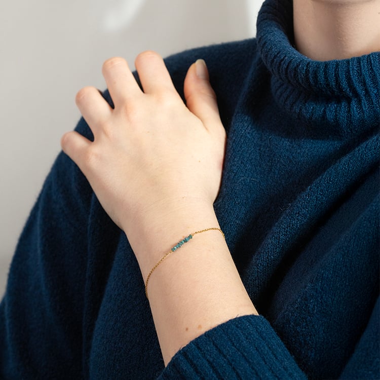 Zlatý náramok s modrými nebrúsenými diamantmi Fionne 150652