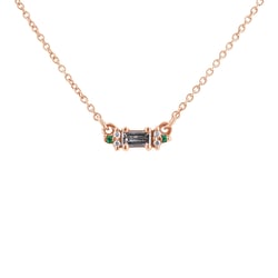 Náhrdelník so salt and pepper diamantom, smaragdmi a moissanitmi Julija