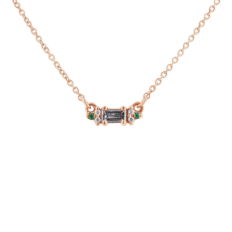 Náhrdelník so salt and pepper diamantom, smaragdmi a moissanitmi Julija 130294