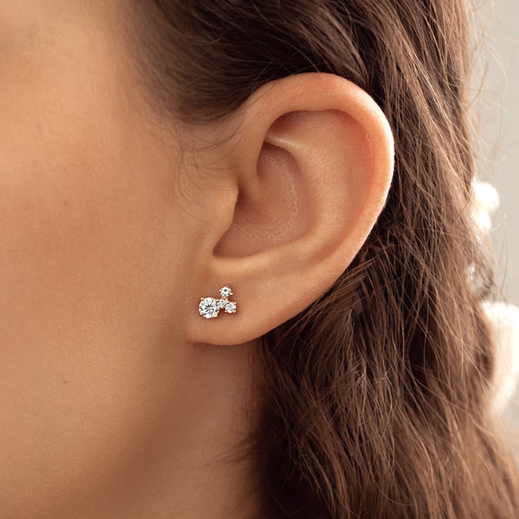 Cluster náušnice s ČGL certifikovanými diamantmi Kerrie 153271