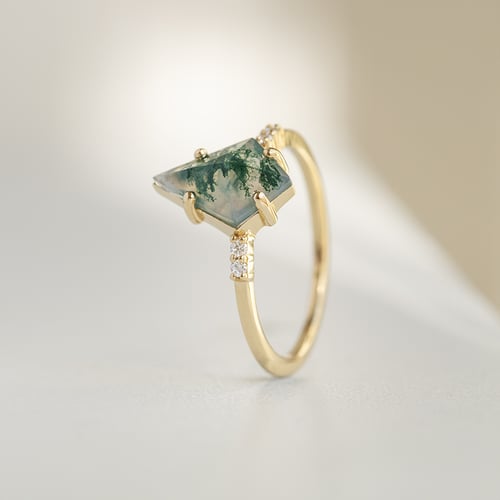 Unikátny zásnubný prsteň s machovým achátom a diamantmi Celeste