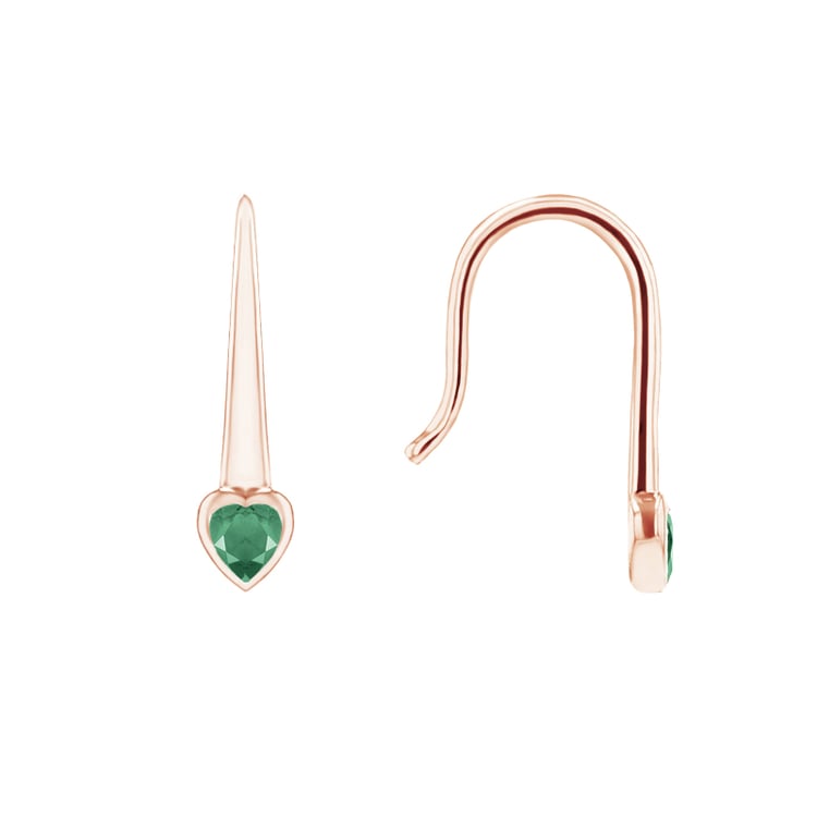 Visiace náušnice so smaragdovými srdiečkami Levy 144770