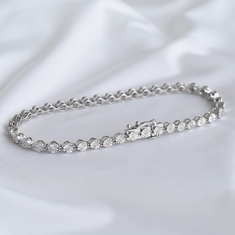 Strieborný náramok s trblietavými lab-grown diamantmi Alessio 108033